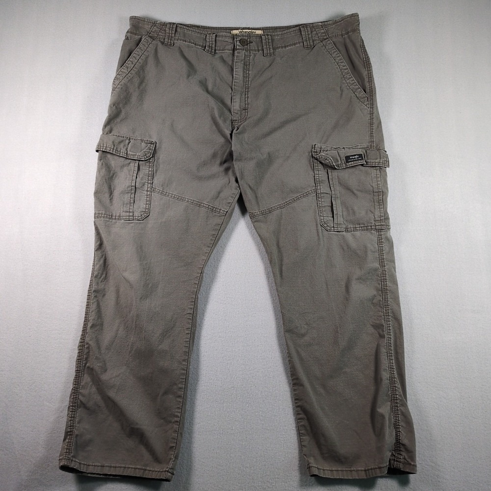 Wrangler Workwear Men's 44x30 Canvas Ripstop Cargo‎ Pants Distressed Gray